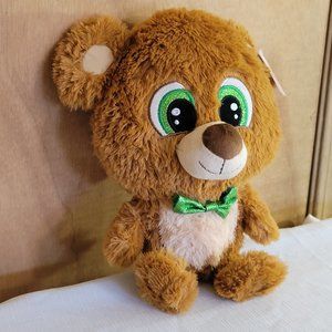 💚Fiesta  Brown Bear Stuffed Plush Green Eyes Bowtie